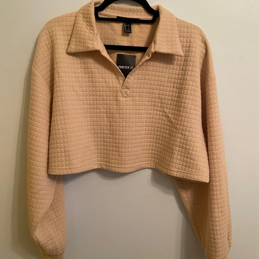 NWT Forever21 Beige Cropped Polo